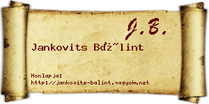 Jankovits Bálint névjegykártya