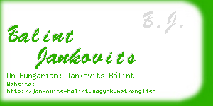 balint jankovits business card